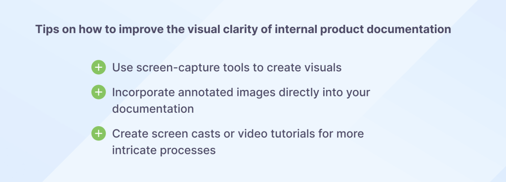 tips to improve visual clarity of interna product documentation