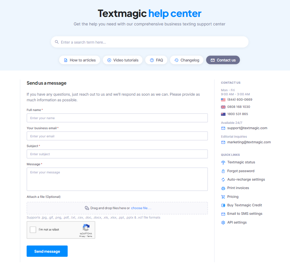 textmagic help center 