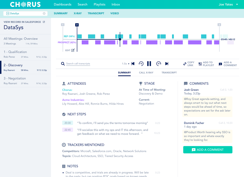 chorus dashboard