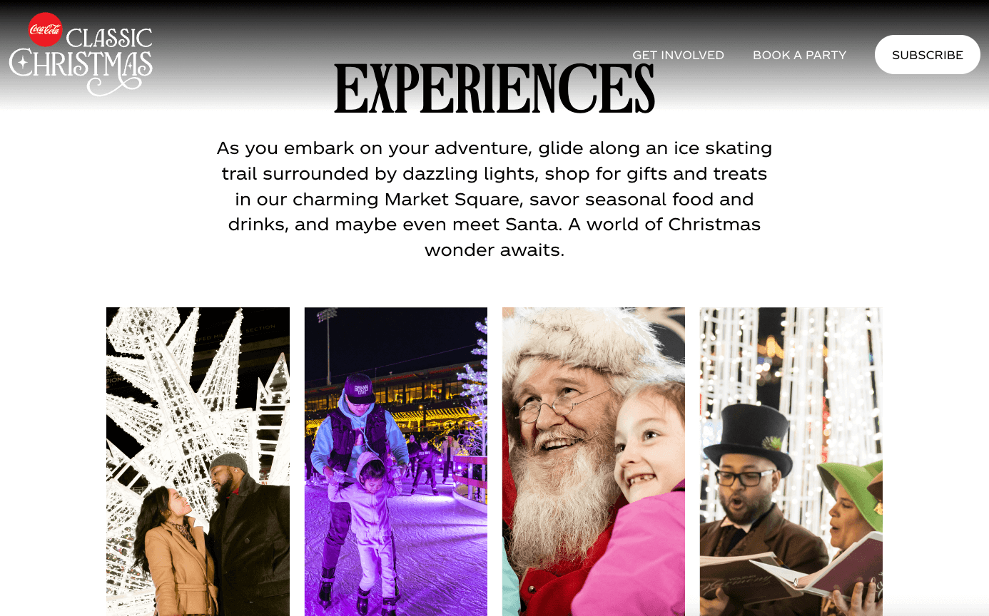 Coca-Cola christmas experience website presentation