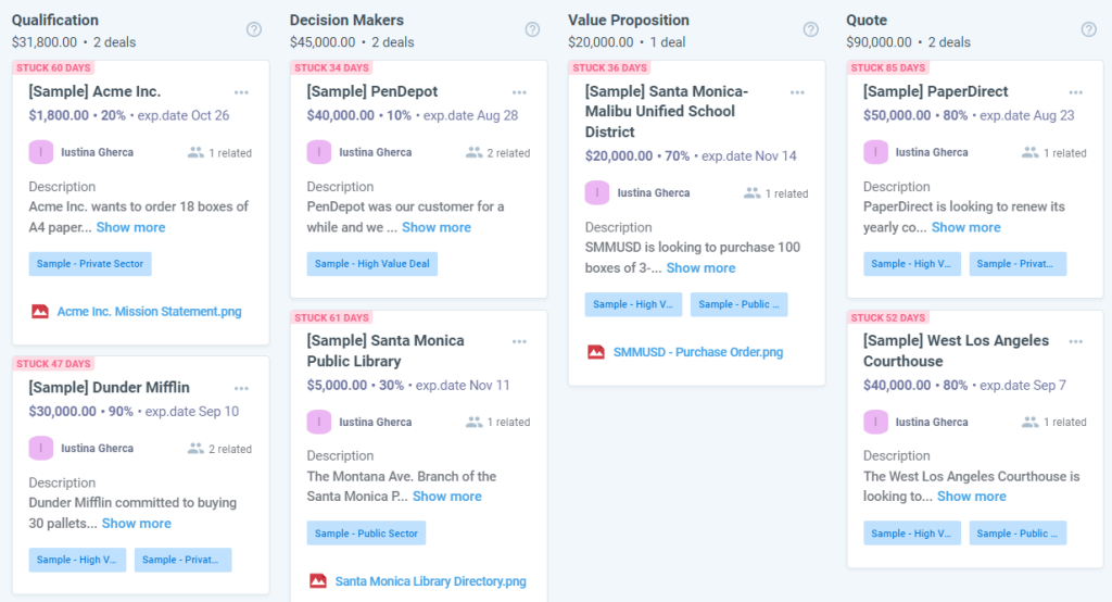 Nimble contact management dashboard