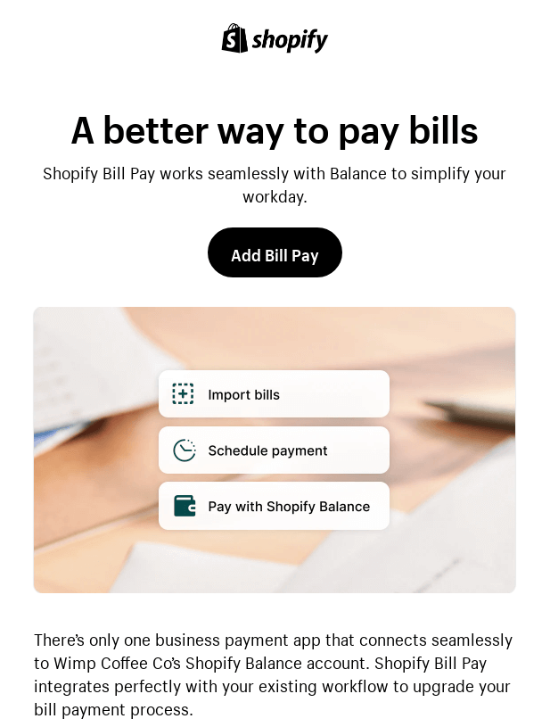 Shopify Bill Pay email part 1
