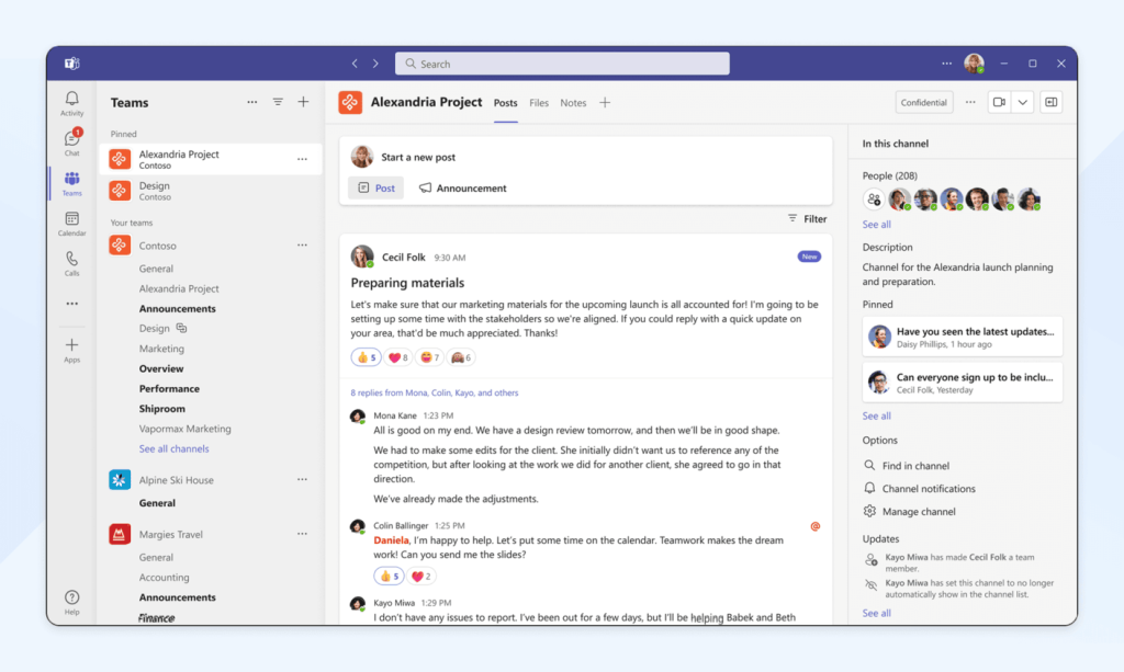 screenshot of microsoft teams