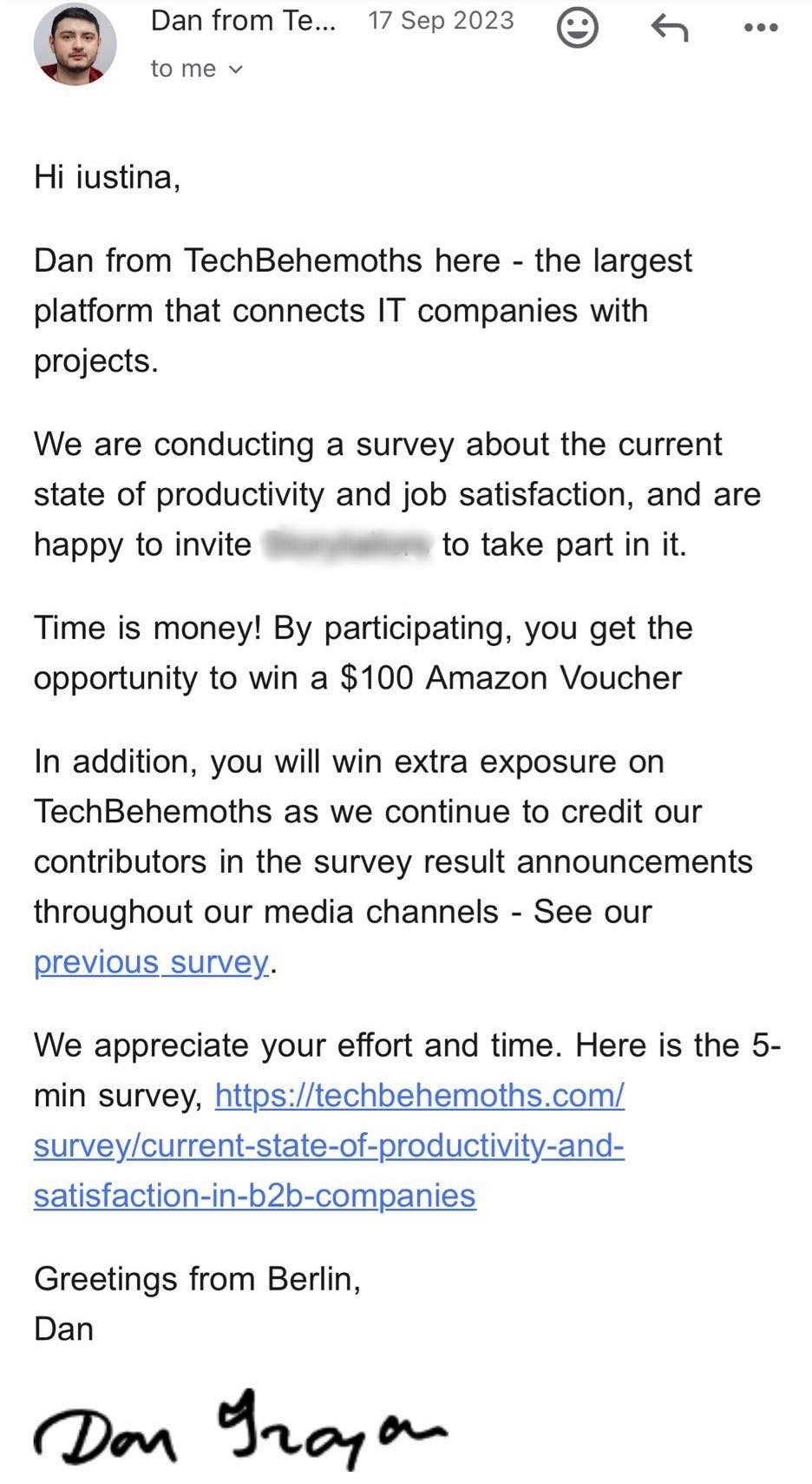 techbehemoths business outreach email