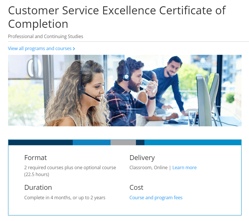 Customer Service Excellence certificate of completion