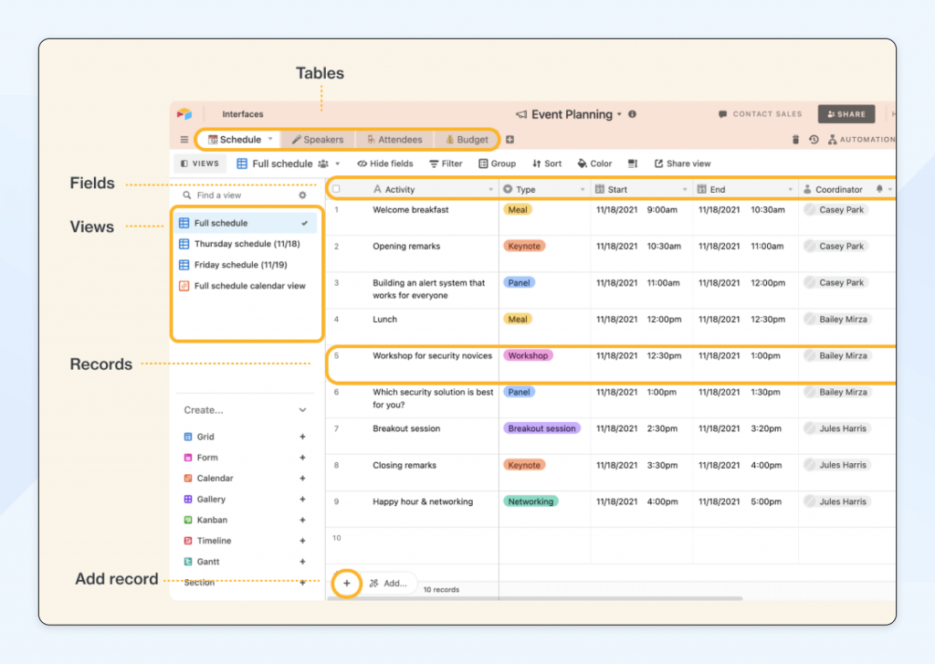 Screenshot of Airtable