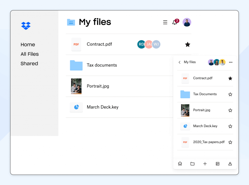 Screenshot of Dropbox