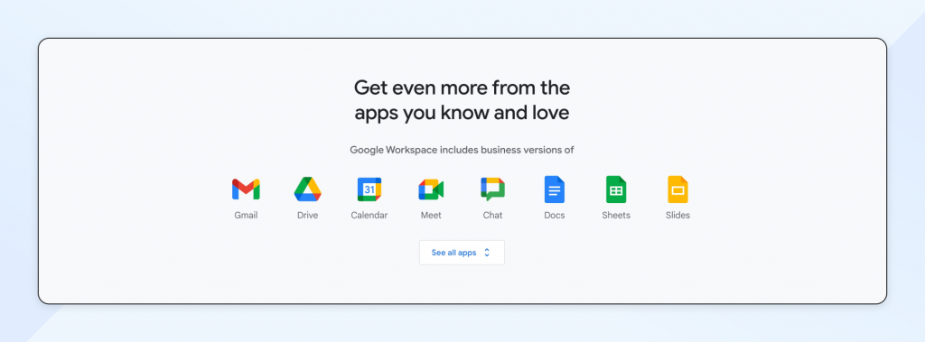 Screenshot of Google Workspace