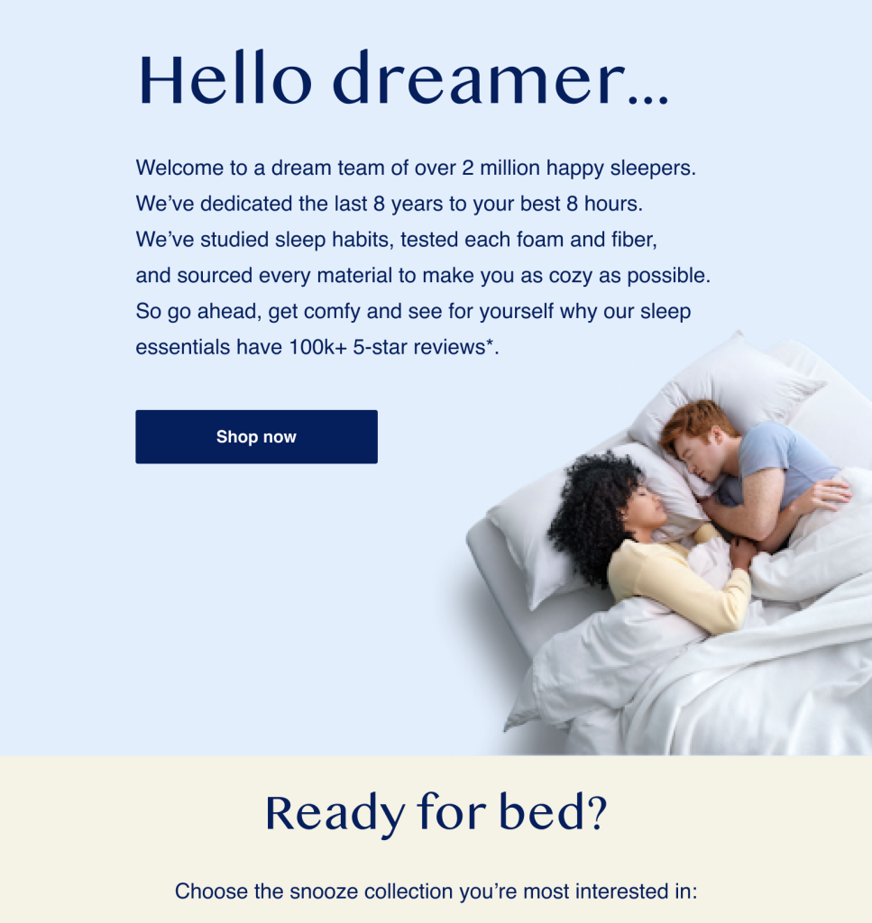 Casper welcome email