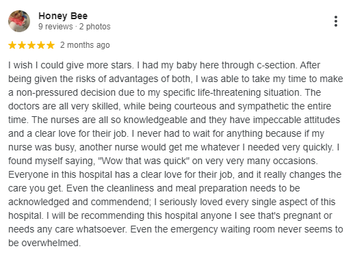 Healthcare good review example