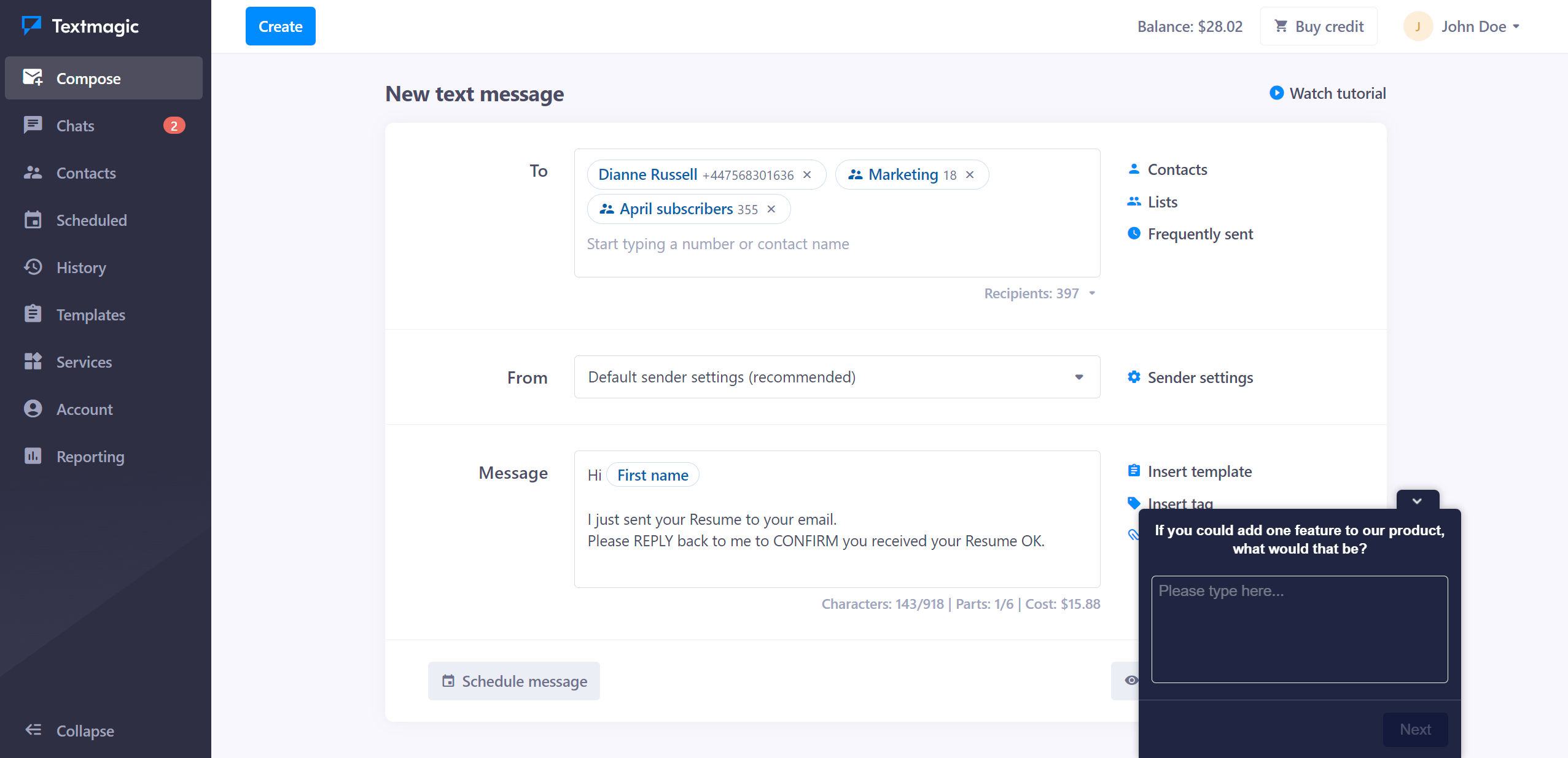 Textmagic: Developing features according to user needs