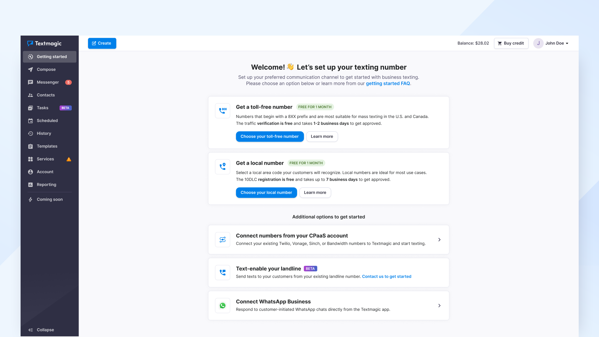 Textmagic onboarding experience