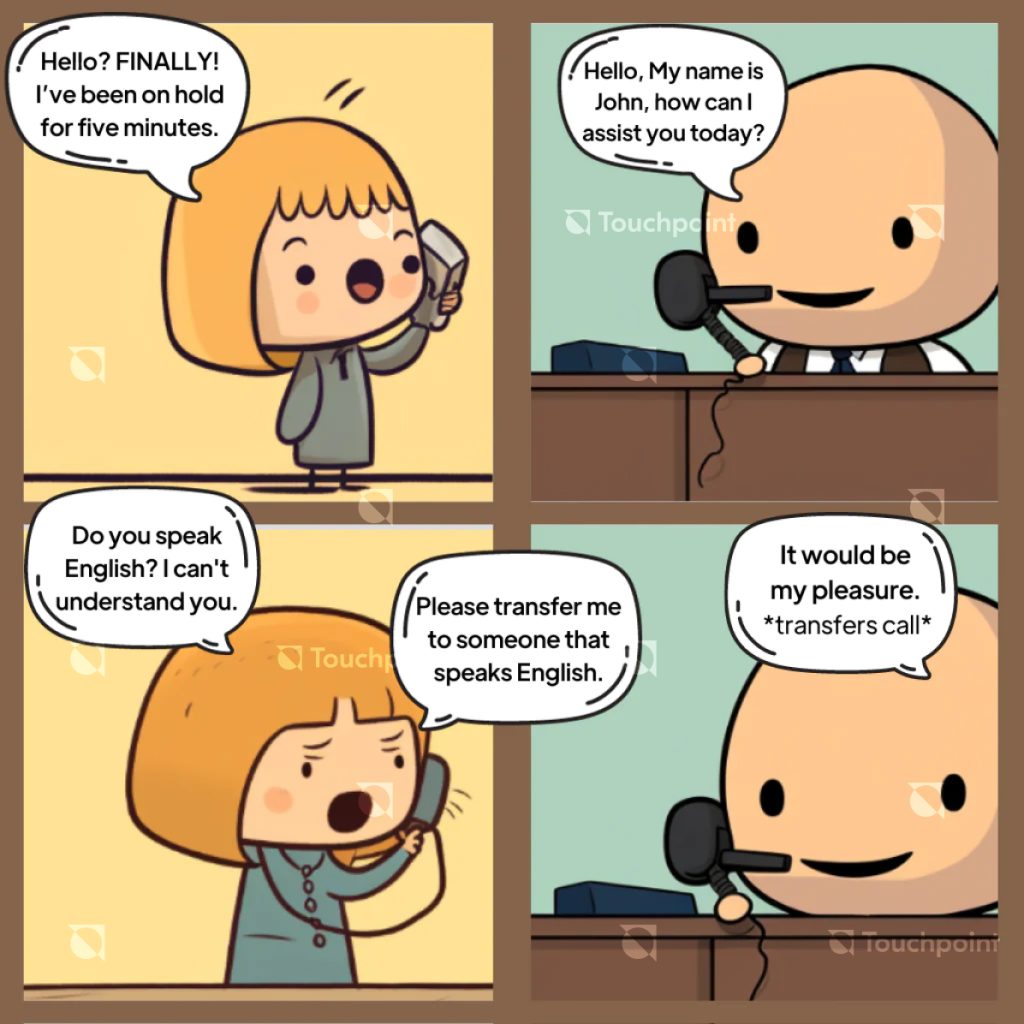 Unsuccessful Touchpoint customer service meme test