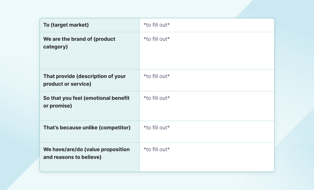 Positioning statement template