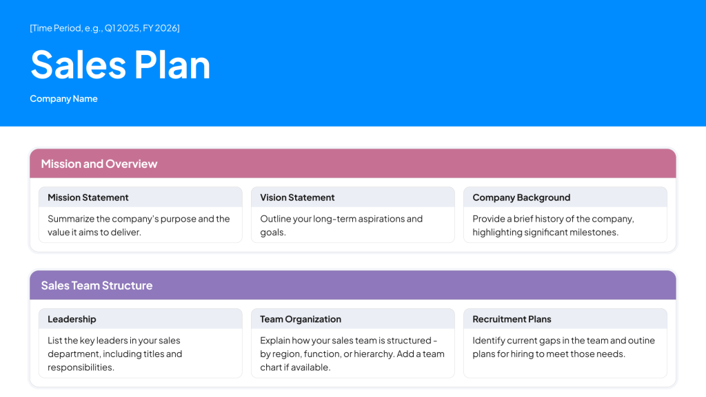 Sales plan template preview