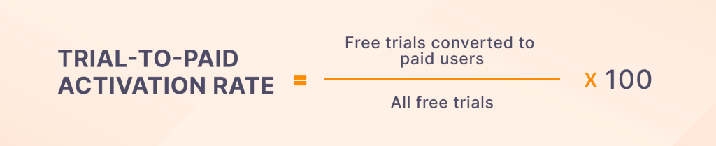 Trial to paid customer onboarding metric