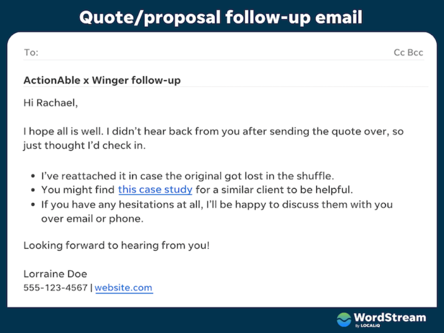 Wordstream follow up email