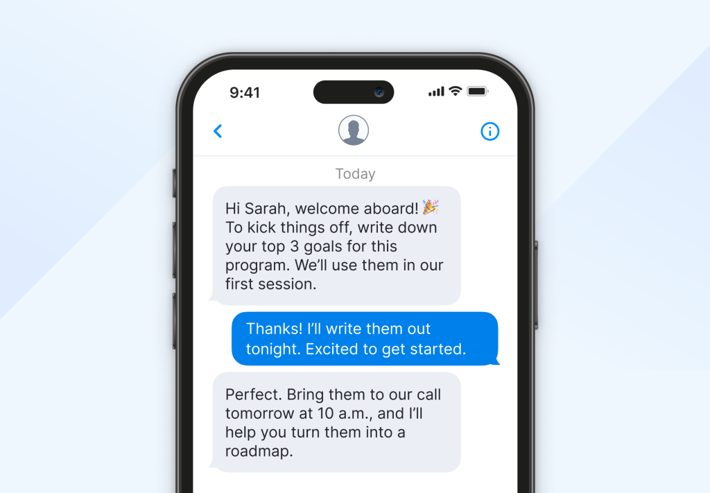 SMS coaching conversation example