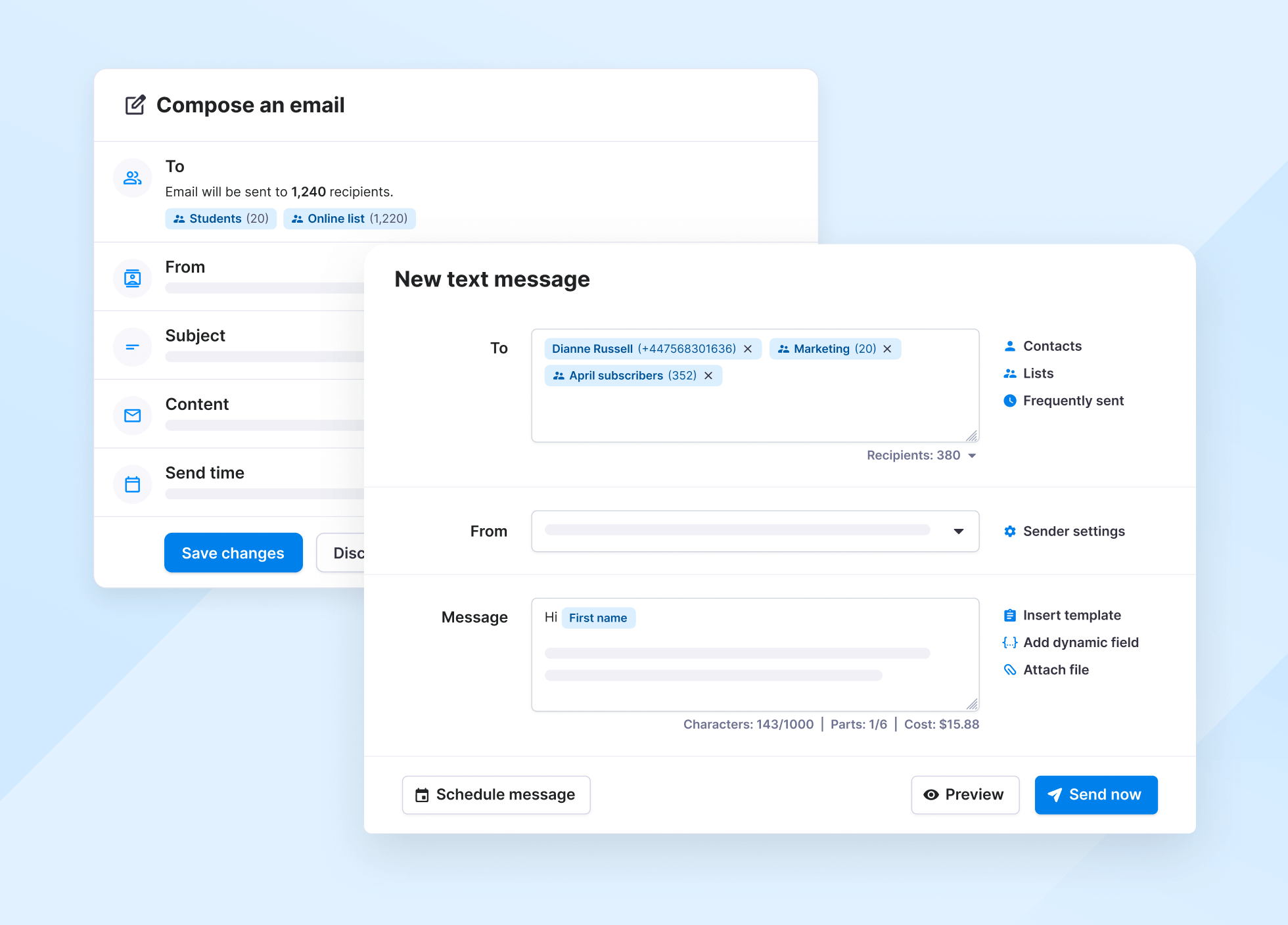 Email and SMS in Textmagic