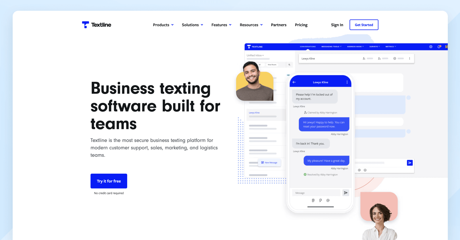 Textline homepage